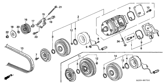 2004 Acura RL 4 Door RL (NAVIGATION) KA 4AT A/C Compressor Diagram