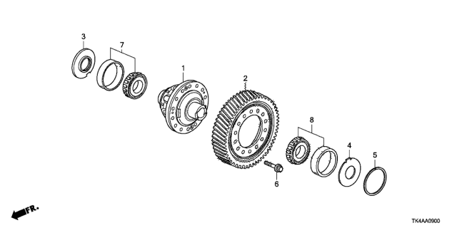 2014 Acura TL Differential Assembly Diagram for 41100-RV2-000