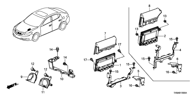 2013 Acura ILX Bracket B, Engine Control Module Diagram for 37822-RX0-A00