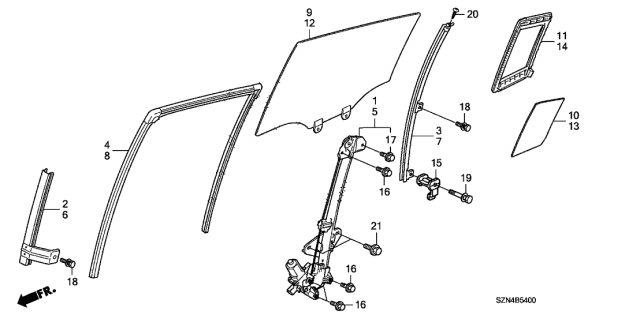 2010 Acura ZDX Left Rear Door Power Window Motor Diagram for 72750-SZN-A01