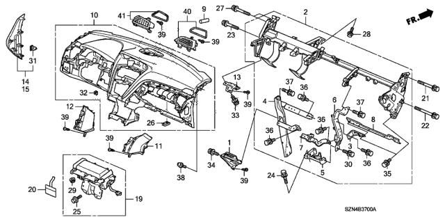 2011 Acura ZDX Instrument Panel Diagram