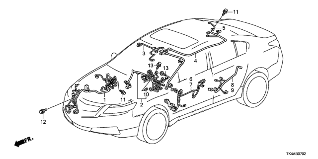 2014 Acura TL Wire, Defroster Ground Diagram for 32202-TK4-A00