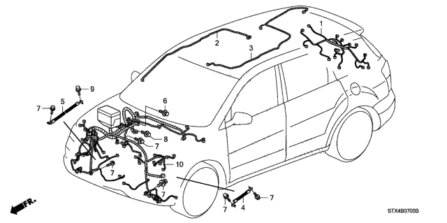 2007 Acura MDX Passenger Headlight Wire Harness Wires Room Diagram for 32100-STX-A10