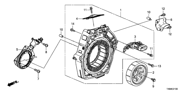 2013 Acura ILX Hybrid Clutch Flywheel Bolt Diagram for 90011-PH3-000