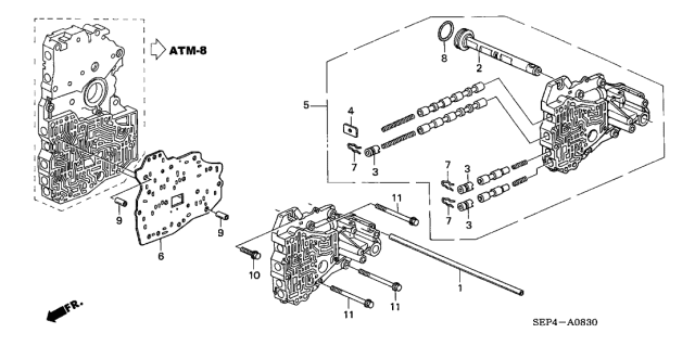 2005 Acura TL 4 Door BASE (NAVIGATION) KA 5AT AT Servo Body Diagram