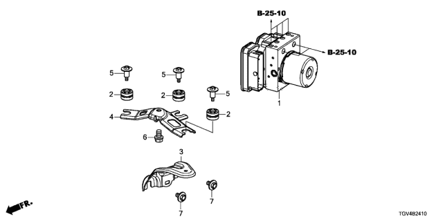 2021 Acura TLX ABS Modulator Assembly Diagram for 57100-TGY-A04