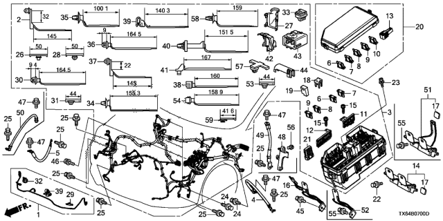 2014 Acura ILX Clip, Wire Harness (Black) Diagram for 32136-SB0-300