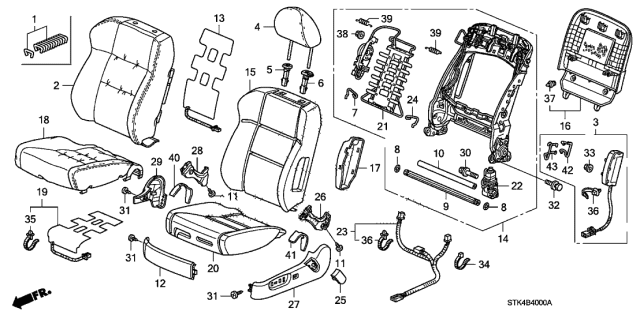 2008 Acura RDX Driver Side Seat Back Cover (Gray) (Side Airbag) Diagram for 04815-STK-A00ZB