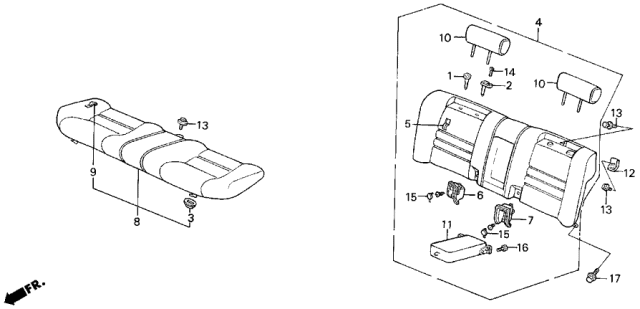 1989 Acura Legend Center Armrest Assembly (Blue) Diagram for 82180-SD4-A03ZC