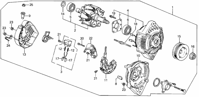 1988 Acura Integra Alternator Assembly (Cha60) (Denso) Diagram for 31100-PG7-J01