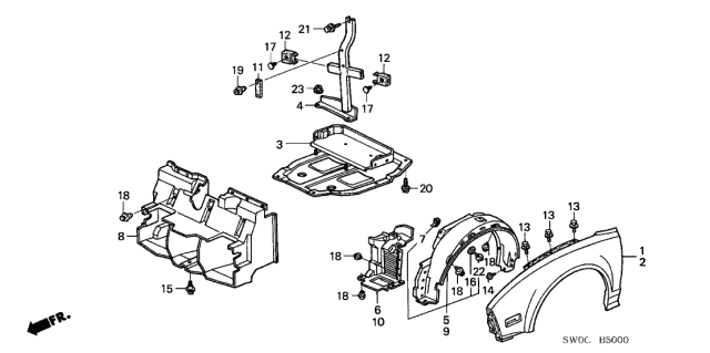2003 Acura NSX 2 Door NSX-T KA 6MT Front Fenders Diagram
