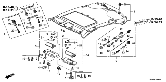 2010 Acura RL Roof Lining Diagram