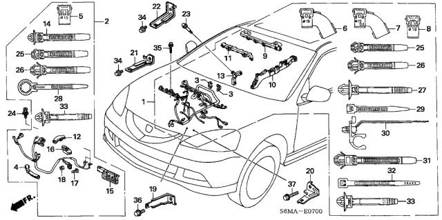 2006 Acura RSX 3 Door BASE KA 5AT Engine Wire Harness Diagram