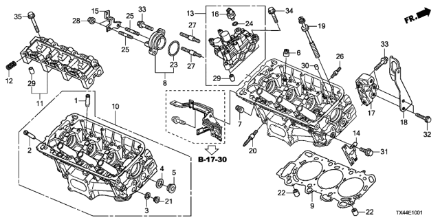 2013 Acura RDX Gasket, Rear Cylinder Head (Nippon Leakless) Diagram for 12261-R70-A01