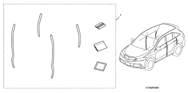 2014 Acura RDX Door Edge Film Diagram for 08P20-TX4-202