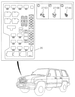 1999 Acura SLX 4 Door 4LS (PREMIUM) KA 4AT Fuse Box (Engine) Diagram