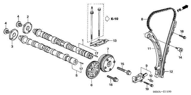 2006 Acura RSX 3 Door BASE KA 5MT Camshaft - Cam Chain Diagram