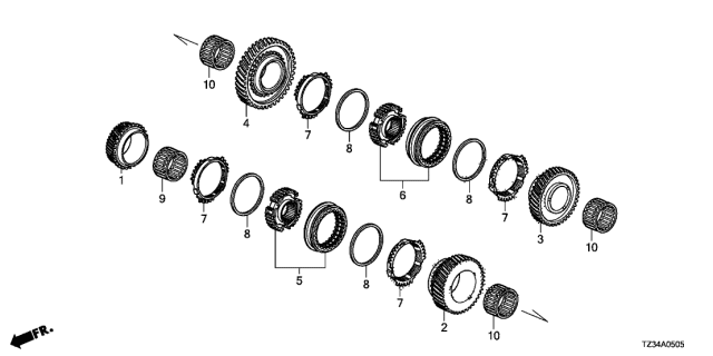 2018 Acura TLX 4 Door 24BASE (L4) KA DCT AT Gears (Mainshaft) Diagram