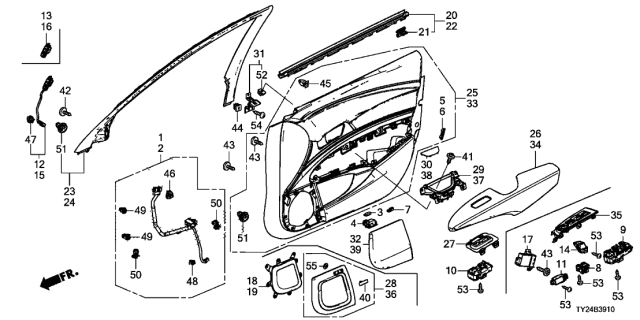 2014 Acura RLX Front Door Lining Diagram