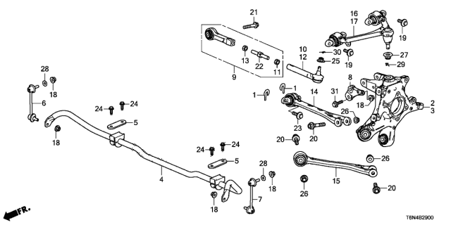 2020 Acura NSX Left Rear Control Arm (Upper) Diagram for 52520-T6N-A01
