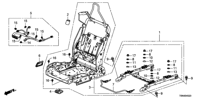 2021 Acura NSX 2 Door FIF KA DCT Seat Components (Manual Seat) Diagram 2
