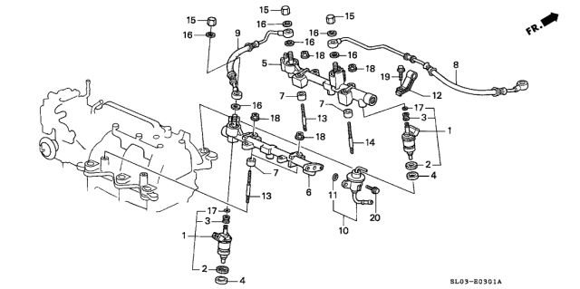 1991 Acura NSX 2 Door NSX KA 4AT Fuel Injector Diagram