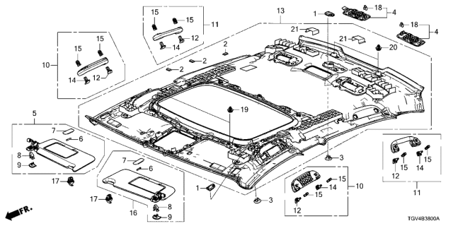 2021 Acura TLX Lining, Roof (Alluring Ecru) Diagram for 83245-TGV-A04ZA