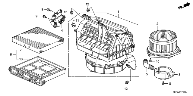 2008 Acura TL Motor Assembly, Fan Diagram for 79310-SEP-A02