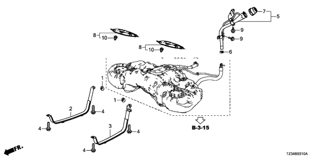 2019 Acura TLX Band, Driver Side Fuel Tank Mounting Diagram for 17522-TZ7-A00