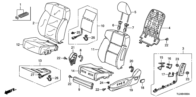 2010 Acura TSX Headrest Assembly, Front (Gray) (Leather) Diagram for 81140-TL0-G21ZA