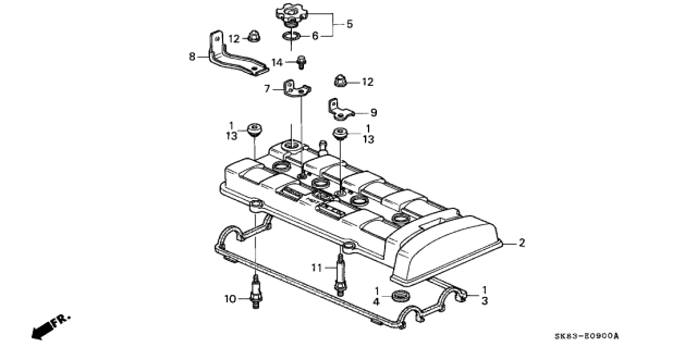 1993 Acura Integra 4 Door RS KL 4AT Cylinder Head Cover Diagram