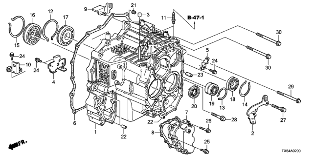 2013 Acura ILX AT Transmission Case Diagram