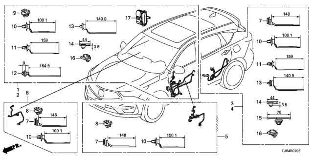 2019 Acura RDX Wire Harness, Assembly Door Diagram for 32752-TJB-A20