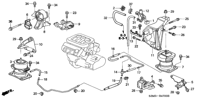 2001 Acura CL 2 Door SPORT KA 5AT Engine Mount Diagram