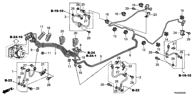 2013 Acura TL 4 Door TECH KA 6AT Brake Lines Diagram
