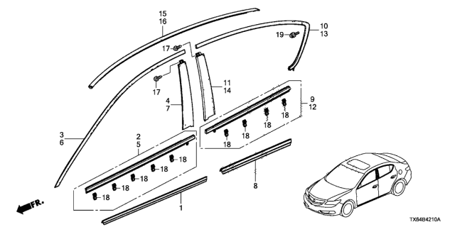 2014 Acura ILX Molding Diagram
