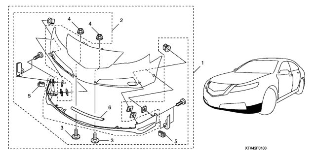 2010 Acura TL 4 Door TECH (AWD) KA 6MT Front Under Body Spoiler Diagram