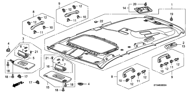 2011 Acura MDX Roof Lining Diagram