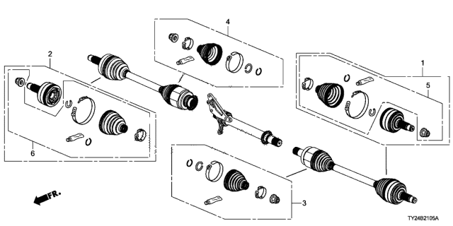 2014 Acura RLX Front Driveshaft Set Short Parts Diagram