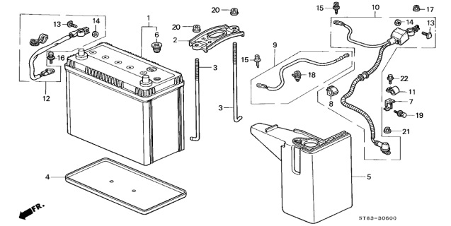 1999 Acura Integra 4 Door GS (LEATHER) KA 4AT Battery Diagram