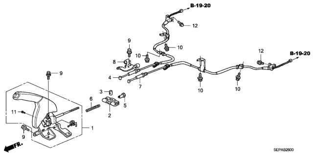 2008 Acura TL Lever Assembly, Parking Brake (Graphite Black) Diagram for 47105-SEP-A61ZA