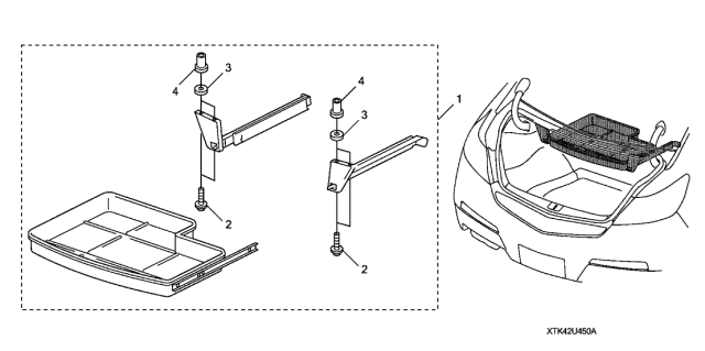 2013 Acura TL 4 Door TECH KA 6AT Upper Mount Trunk Drawer Diagram