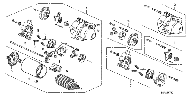 2008 Acura TSX Starter Motor Assembly (Sm-71005) (Mitsuba) Diagram for 31200-RAA-A61