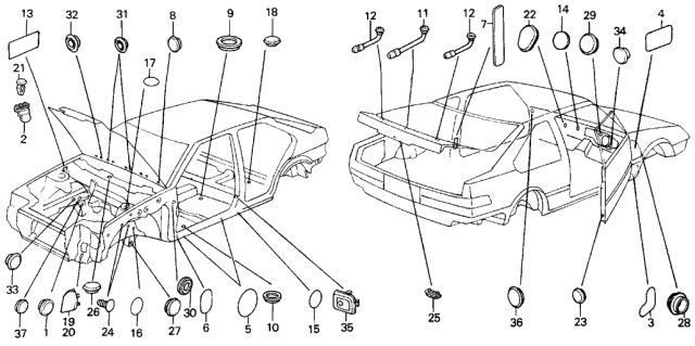 1988 Acura Integra Floor Hole Cap (24Mm) Diagram for 72207-SB2-000
