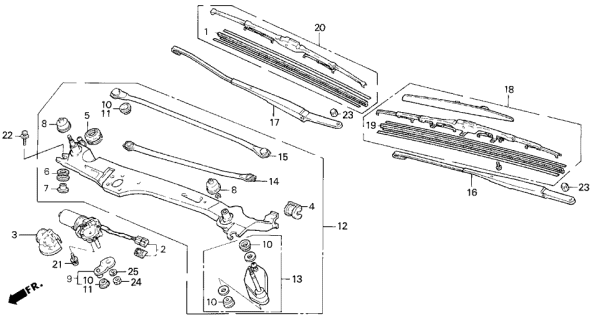 1992 Acura Legend Windshield Wiper Arm (Passenger Side) Diagram for 76610-SP1-A01