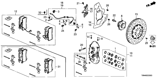 2019 Acura NSX Seal & Boot Set, Piston Diagram for 01463-T6N-A01
