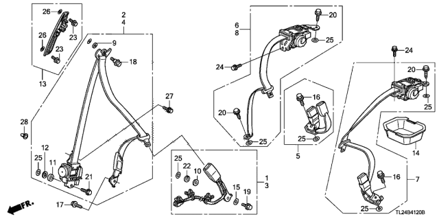 2011 Acura TSX Seat Belts Diagram