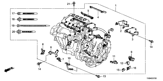 2013 Acura ILX Hybrid Holder, Engine Wire Harness (H) Diagram for 32138-RW0-000