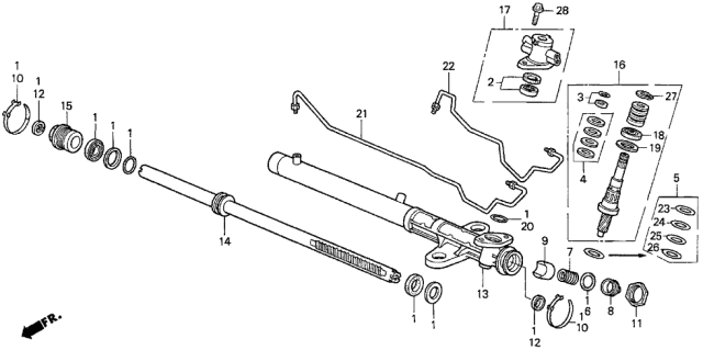 1998 Acura CL Tie Rod Lock Washer Diagram for 53536-SB2-000