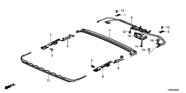 2020 Acura ILX Link, Driver Side Sunroof Diagram for 70305-TA0-A12